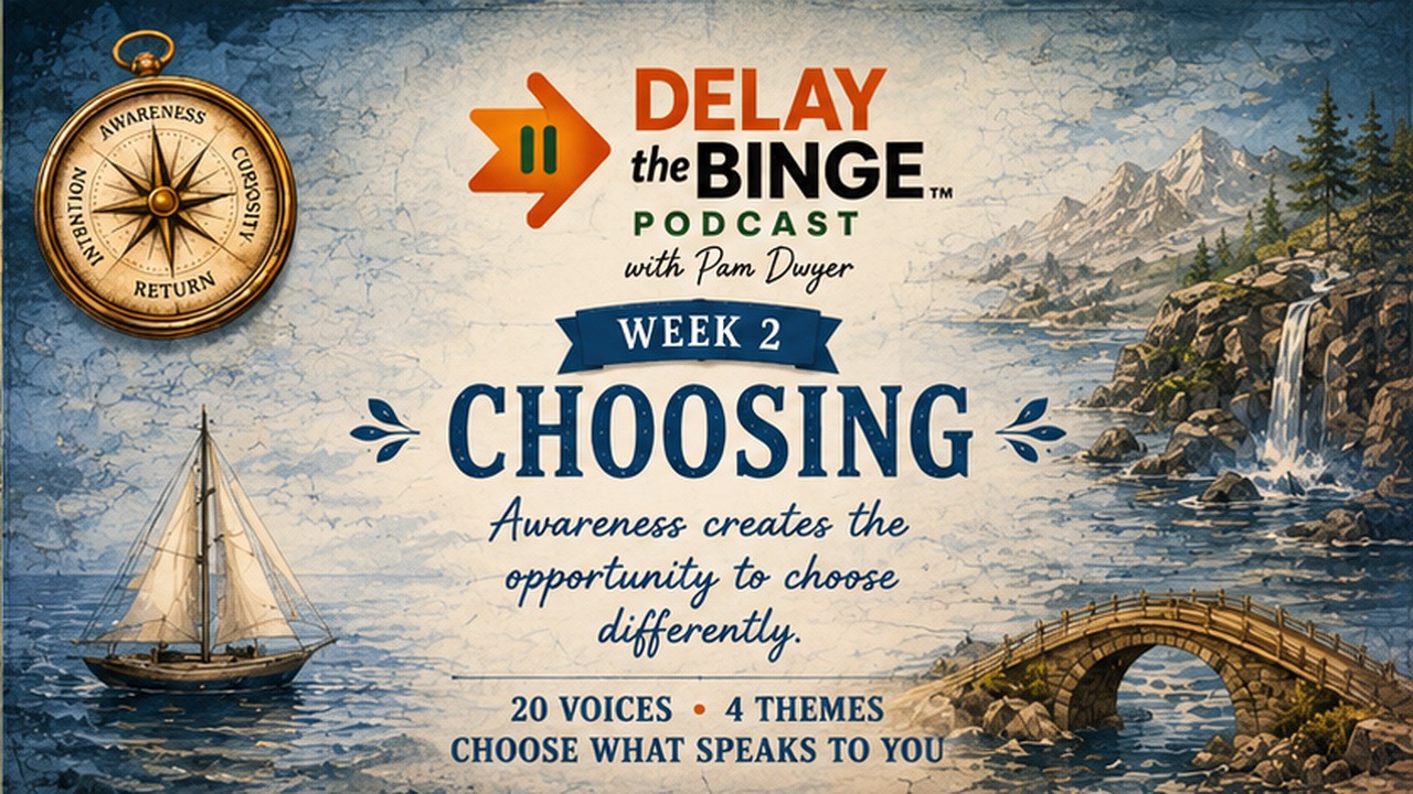 Choosing map from The Delay the Binge Journey showing five guest conversation stops